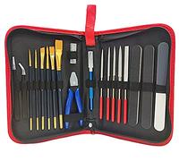 20 piezas | Kit de herramientas de modelo HOPLEX 20 en 1 para adultos, juego de herramientas básicas con pinzas, pinzas, limas de aguja, barras de pulido para coche, avión, modelo, reparación y