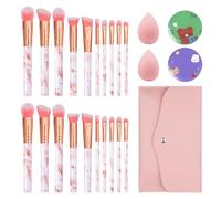 20 Piezas Make -Up Pincel, Bolsa De Almacenamiento De 1 Parte, 2 Piezas Espejo Redondo Y 2 Piezas De Polvo, Cepillos De Sombra De Ojos Suaves, Espejo Mini -Make -Up Y Herramientas De Belleza.