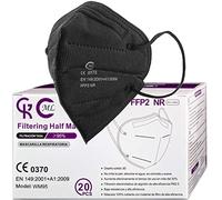 20 Piezas Másc. FFP2 Negras ML con Certificación CE Filtración de Alta Densidad 5 capas Sellado y Resellable Individualmente