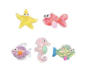 20 piezas mezcla de caballito de mar estrella de mar peces adornos de resina para álbumes de recortes, kawaii vida marina, cabujones slime encantos para decoración de teléfono 2-3 cm