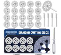 20 Piezas Mini Discos de Corte de Diamante para Herramienta Giratoria, 20mm Hojas de Sierra Circular con Vástago de 3 mm para Cortar Piedra, Vidrio, Cerámica
