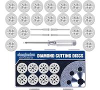 20 Piezas Mini Discos de Corte de Diamante para Herramienta Giratoria, 25mm Hojas de Sierra Circular con Vástago de 3 mm para Cortar Piedra, Vidrio, Cerámica