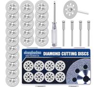 20 Piezas Mini Discos de Corte de Diamante para Herramienta Giratoria, 30mm Hojas de Sierra Circular con Vástago de 3 mm para Cortar Piedra, Vidrio, Cerámica