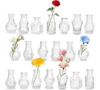 20 Piezas Mini Jarrón, Pequeño Jarrón de Cristal Vintage, Juego de Florero para Bodas, Fiestas, cumpleaños, salón, decoración de Mesa