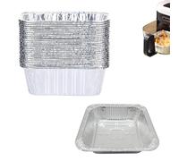 20 Piezas Molde De Aluminio Para Freidora De Aire,Bandejas Aluminio Freidora Aire Redondas Y Cuadradas,Moldes Desechables Horno Resistentes Al Calor Antiadherentes,Apilables Y Reutilizables(Cdr.,23cm)