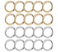 20 piezas mosquetón redondo llaveros, 25mm llavero primavera juntas tóricas, cierres de llave, primavera anillos de división para la artesanía bolsa de accesorios de bricolaje artesanía, plata + oro