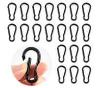 20 Piezas Mosquetones Pequeños, Mosquetones de Aluminio, Gancho Mosquetón, Mosqueton de Resorte para Mochilero, Camping, Senderismo, Viajes, Al Aire Libre (Negro, 43×22mm)