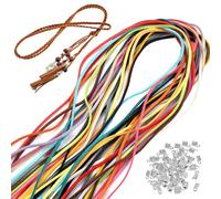 20 Piezas Multicolor Cordón de Ante Falso,1mx3mm Cuerda de Piel Plano,Cordón de Ante Plano con 100 Piezas de Cierres,para Hacer Pulseras,Collares,Manualidades Hechas a Mano,Llavero(20 Colores)