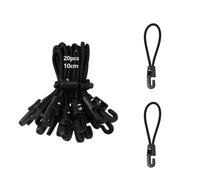 20 Piezas Multifuncional Tensor Lona Tiendas Goma, 10 cm Tensores de Lona con Ganchos, Negro Goma tensora con Gancho, Elasticos Pequeños Cuerda Tensora para Redes, pancartas, Tiendas de campaña