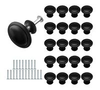 20 Piezas Negro Mate Pomo de Armario Redondo, Manijas de Cajón, Perillas de Muebles, 27mm Pomos para Puertas, Armarios de Cocina.