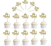 20 Piezas Oh Baby Cake Toppers, Baby Shower Cake Decoracione Boy, Glitter Cake Topper Baby Shower, Baby Cupcake Toppers para Decoración para Bodas, Cumpleaños, Baby Shower, Decoraciones