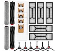 (20 Piezas) Omni S1 Pro Repuestos Compatible con Eufy Omni S1 Pro Robot Aspirador, Kit de Accesorios, 2 Cepillos de Goma, 2 Mopas de Rodillo, 6 Cepillos Laterales, 5 Bolsas de Polvo, 5 Filtros HEPA
