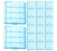 20 Piezas Organizador de Pilas AA y AAA, Caja de Plástico Azul | Acceso Fácil y Apilable, Identificación Clara, para Cajones y Mesas de Oficina, Formato Compacto