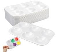 20 Piezas Paleta Acuarela Pequeña 8.7 X 12.8 cm, 6 Pozos Paleta de Colores Plástico, Bandeja Rectangular de Color Blanco, Mini Paleta Pintura Plástico, para Acuarelas, AcríLicos y óleos, Blanca