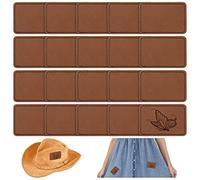 20 piezas Parches Cuero para Sombreros, 7,6 x 5,1 cm Parches Ropa con Adhesivo, Parches Tela Termoadhesivos para Sombreros Gorras Uniformes Reparación Costura Suministros Láser (Caqui)