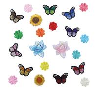 20 Piezas Parches Planchar con Flores y Mariposas, Parches Incluyen adhesivo termofusible de alta adherencia,Diseños Coloridos Planchar Parches,para Vaqueros, Ropa, Bolsos