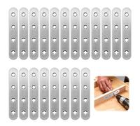 20 Piezas Planos Placas de Fijación de Metal, 97x16x1.75mm Placa Union Soportes, Plano Pletina Acero Inoxidable, Soportes de Esquina Recto Unión, Construcción de Madera Dura y Barandillas de Madera