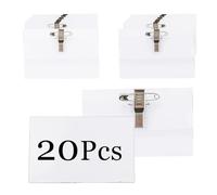 20 Piezas Porta Nombres de Plástico con Pinza, Tarjetas de Identificación con Clip y Pin, Transparente Insignia Impermeable, Identificadores Personales Horizontales para Oficina Escuela (90 x 56 mm)