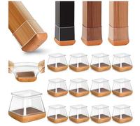20 Piezas Protectores de Suelo de Silicona Transparente para Patas de Silla, Cuadrados, Tapas de Silicona para Patas de Silla con Fieltro XL Fit 38-44mm