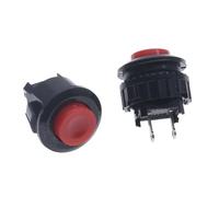 20 piezas PS-11 16 mm de diámetro, interruptor de botón de consola de plástico rojo con bloqueo de empuje pequeño DS-500 roscado/cartucho rojo, reinicio automático(DS-500 Threaded)