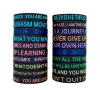 20 Piezas Pulseras de Silicona Coloridas, Pulseras de Goma de Motivación, Silicone Bracelet, Pulseras de Silicona Inspiradoras, Pulseras de Inspiración de Silicona Elástica para Adultos (negro)