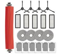 (20 piezas) Q Revo S Repuestos accesorios para Roborock Qrevo S, Qrevo Pro, Qrevo MaxV, QRevo Plus, 1 cepillo giratorio, 4 cepillos laterales Negros, 6 bolsas para polvo, 5 filtros HEPA, 4 mopas