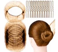 20 Piezas Redecilla Pelo,con 40 horquillas en forma de U,Redecillas Invisibles,Redecilla Moño Ballet, Mallas Elásticas,para Mujeres, Niñas, Moños de Ballet (Marrón)