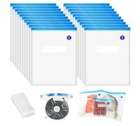 20 Piezas Reutilizable Bolsas Vacio 30 x 34 cm con Válvula, Cremallera y 2 Clips de Cierre Bolsas para Almacenar Alimentos Sin BPA Congelable y Calentable para Cocinar al Vacío y Almacenar Alimentos