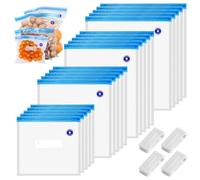 20 Piezas Reutilizable Bolsas Vacio con Válvula, 4 Tamaños Cremallera y 4Clips de Cierre Bolsas para Almacenar Alimentos Sin BPA Congelable y Calentable para Cocinar al Vacío y Almacenar Alimentos