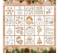 20 Piezas Reutilizables Plantillas Pintura, ZoneYan Plantillas Navideña, 15 x 15 cm, Navideñas Plantilla de Dibujo, DIY Plantilla de Dibujo, Stencil Navidad Decoración, Niños Stencil Navidad (20)