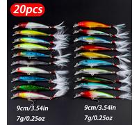 20 Piezas Señuelo Minnow Hundible con Ojos 3D Naturales, Artificial para Pesca de Trucha y , Tackle de Pesca Wobbler Duro
