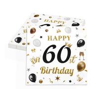 20 Piezas Servilletas de 60 Cumpleaños, Servilletas Happy Birthday