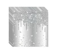20 Piezas Servilletas de Papel Decoradas,Brillante Servilletas Plateado Vajilla Desechables Absorbentes Reciclables,Decoracion de Mesa Almuerzo Cena Cóctel para Fiesta Cumpleaños Boda Navidad