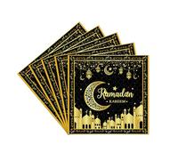 20 Piezas Servilletas de Papel Decoradas para Eid al-Fitr,Oro Negro Luna Estrella Servilletas Vajilla Absorbentes Reciclables Decoracion de Mesa Cena para Fiesta de ¡Eid Ramadán Mubarak