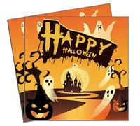 20 Piezas Servilletas de Papel Decoradas para Halloween,Servilletas Naranja Fantasma Vajilla Desechables Absorbentes Reciclables,Decoracion de Mesa Almuerzo Cena Cóctel para Fiesta Halloween