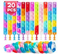 20 Piezas Silicona Pulsera Oso Pop It Sensorial Antiestrés Fidget Juguete - Regalo Cumpleaños Niños y Niñas 3-12 Años - Detalles Fiestas Infantiles Colegio