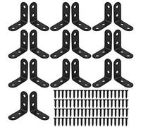 20 Piezas Soporte de Esquina, 90 Grados Soportes de ángulo Recto de Acero Inoxidable en Forma de L 40 x 40mm Corner Brace con 80 tornillos para Mueble (Negro)