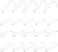 20 piezas tachuelas transparentes para nariz, 4 estilos de retenedores de nariz acrílicos Tachuelas de nariz invisibles retenedores para tachuelas óseas para el trabajo diario Body PiercingÚtil y de
