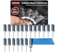 20 Piezas Tambores de Lijado Kit para Dremel Accesorios, 3000 Granos Mangas de Lijado con Vástago 3 mm Cilindros de Lijado, Mangas de Lijado de Tambor Utilizado para lijar, Pulir y Desoxidar Metales