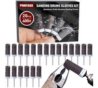 20 Piezas Tambores de Lijado para Dremel Accesorios, 400 Granos Mangas de Lijado con Vástago 3 mm Cilindros de Lijado, Lija Accesorios Lijas de Tambor Utilizado para lijar, Pulir y Desoxidar Metales