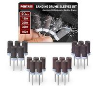 20 Piezas Tambores de Lijado para Dremel, Mangas de Lijado con Vástago 3 mm Cilindros de Lijado,180/240/320/400 Granos Lija Accesorios Lijas de Tambor para Lijado Y Eliminación de Óxido En Metales