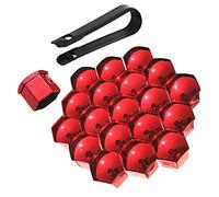 20 Piezas Tapa de Tuerca de Rueda Set 17 mm/19 mm/21 mm, ABS Cubierta de Rueda de Tuerca Universal de Neumático, Tornillos de Rueda Tapa con Herramienta de Removedor para Coches (Rojo, 17mm)