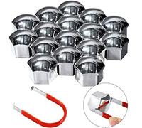 20 Piezas Tapa de Tuerca de Rueda Universal Cubierta de Tuerca de Neumático con Herramienta de Removedor Set para Coches (Plateado, 17 mm)