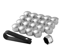 20 Piezas Tapas para Tuercas de Rueda Coche para Nissan X-Trail, Antioxidante Cubierta de Tornillo Neumático Decoración Accesorios,E/Silver-C/21mm