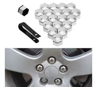 20 Piezas Tapas para Tuercas para Audi Q7 2007-2023 2024, Tapa Tuerca Rueda Tapón para Tornillos Ruedas Cubiertas Hexagonales Tapones Tornillos Ruedas Coche,Silver-17mm