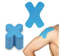 20 Piezas tape en Forma de X, Cinta lógica Precortada 10x7.5cm, Vendaje Neuromuscular Impermeable para Rodilla y Hombro, Tiras Fisioterapia Elásticas de Alta Adherencia, Azul