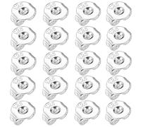 20 Piezas Tapones para Los Oídos con Cierre de Mariposa,Tuercas de Pendientes Plata,Ronda Cierres de pendientes de vástago de plata