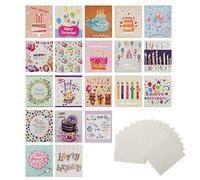 20 Piezas Tarjeta de Cumpleaños Pequeño, Mini Tarjetas de Birthday Felicitación Cumpleaños, Pequeño Birthday Cards con 20 Sobres, Brillantina Feliz Cumpleaños Tarjetas, para Hombres, Mujeres