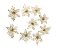 20 Piezas Topper De Árbol De Vacaciones Flor De Pascua Dorada De Navidad Selección De Flores De Seda Brillo De Flores De Navidad Flor De Brillo Sombrero De Copa Árbol De Navidad