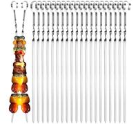 20 Pinchos de Kebab de Metal, Planos y Reutilizables - Rack de BBQ para Parrilla - Acero Inoxidable